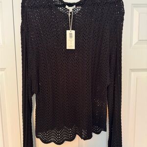 Z Supply Black Crochet Sweater